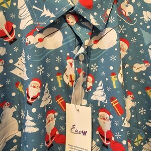 NWT Christmas Santa Holiday Short Sleeve Shirt by Euow - Men's XXL